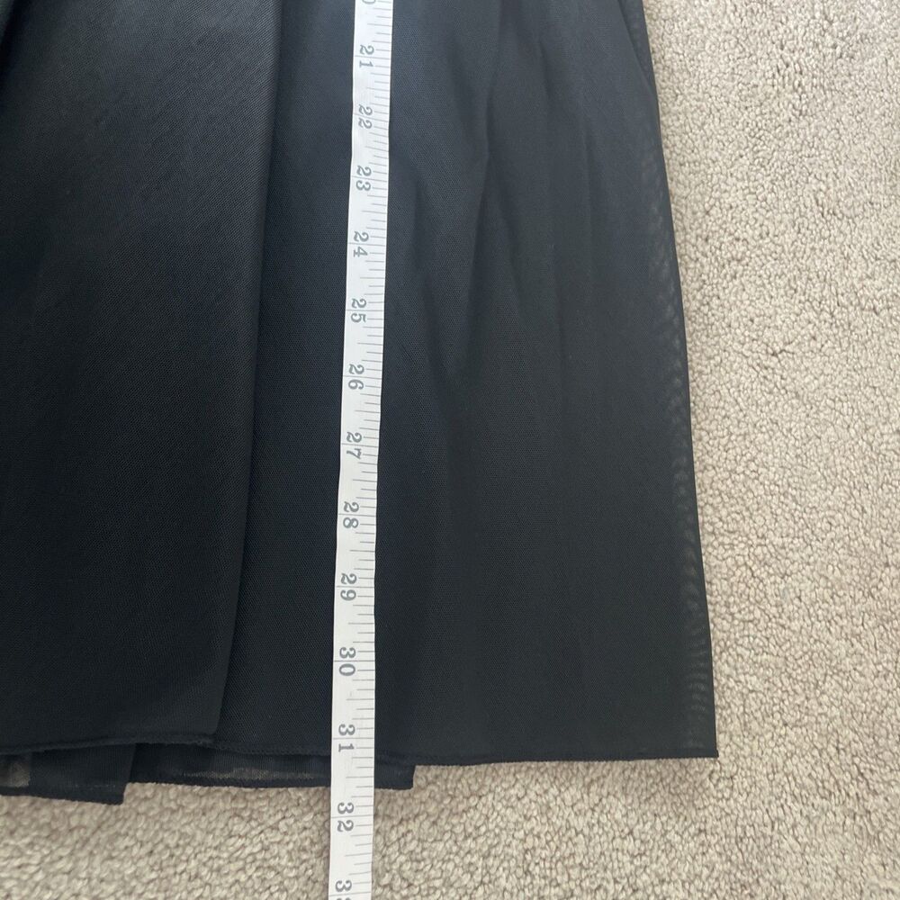 Halara Midi Skirt Medium Black High Waisted Drawstring Contrast Mesh Flowy NEW - Picture 4 of 6